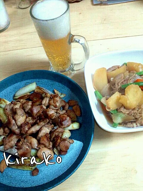 鶏肉の鉄板焼きと肉じゃが|ちぃぽぽさん