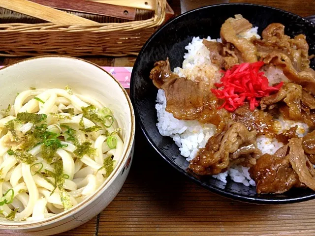 カルビ丼+ミニぶっかけうどん|vhjさん