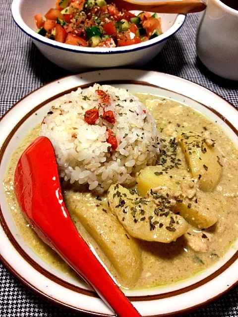 じゃがいもと鶏ひき肉のグリーンカレー|Mitsukoさん