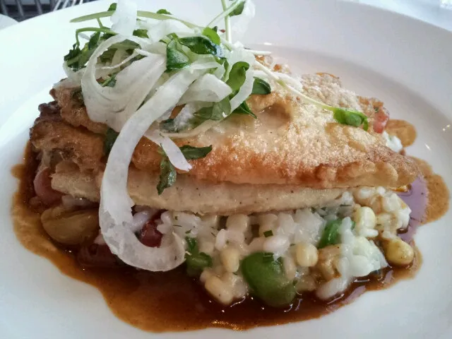 Snapdishの料理写真:Petrale sole over risotto|Cat Faustoさん