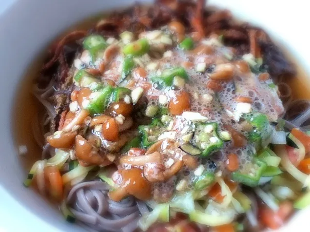 ネバとろサラダ蕎麦w/かき揚げ|プチテンよすさん