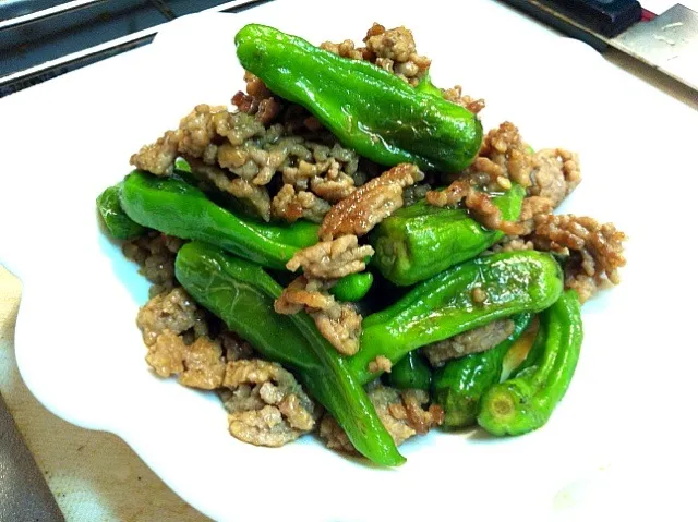 ししとうとミンチのカレー炒め|リンくすさん