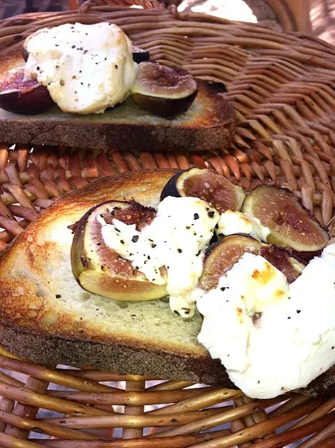 roasted black figs with goat cheese on bread|Celine Cossou-Bordesさん