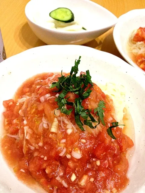 トマト素麺、蕪と胡瓜の浅漬け|ぬまさん