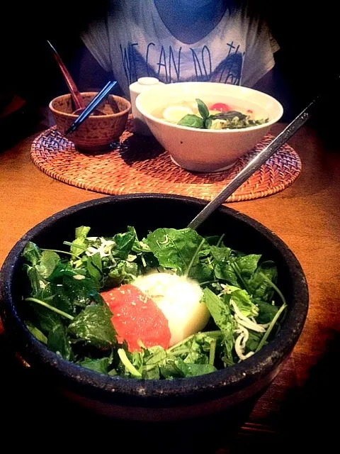 草木万里乃で夕飯❤明太子と高菜の石焼きおこげご飯|かすみさん