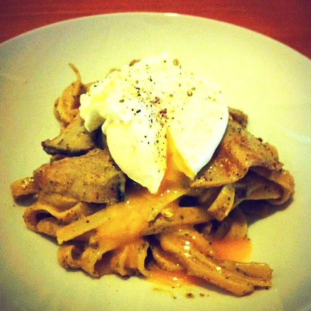 Fettuccine pesto cream sauce with poach egg|Prapanpimさん