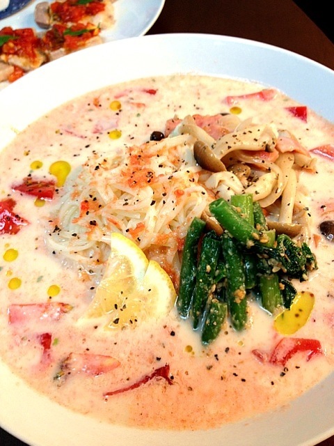 marikoszkちゃんレシピ🌟冷凍トマト豆乳美人麺。