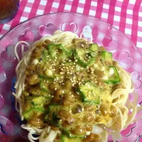 Snapdishの料理写真:納豆オクラそうめん|azuさん