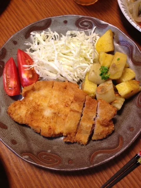 豚カツ🐷アンチョビポテト添え♪|かまさん