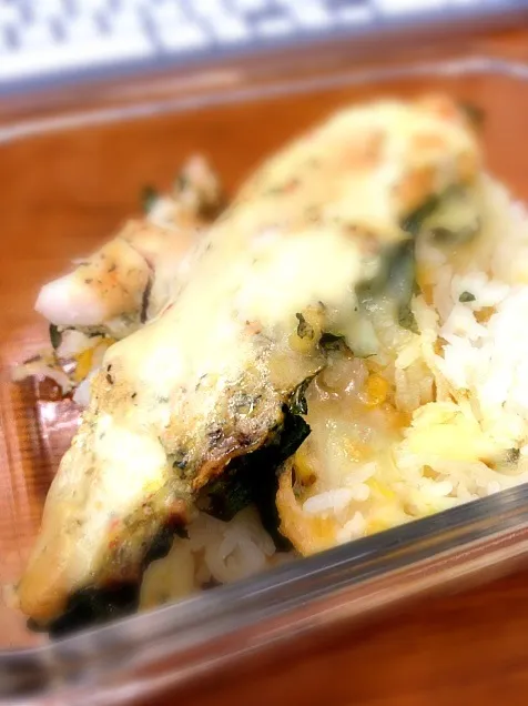 Snapdishの料理写真:chicken breast spinach and corn rice casserole|helen kamさん