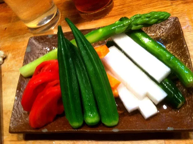 blached veggies with red miso!|M Henry Ahearnさん