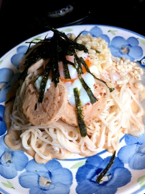 手作り鶏ハムのゴマだれ素麺|イモさん