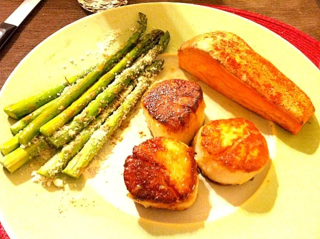 Scallops, Sweet Potato and Aspargus|Jenna Beilさん