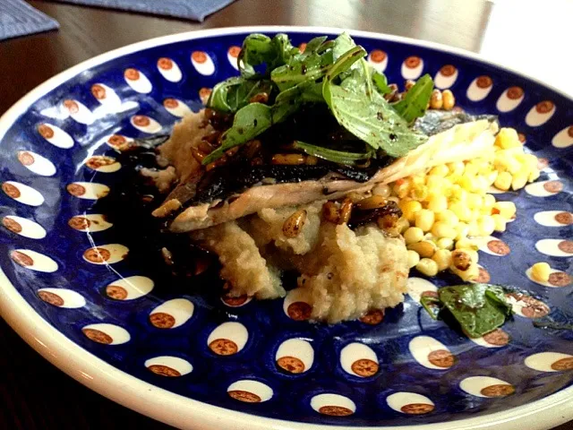 trout, fennel puree, pine nuts, arugula, and manchego corn|Matthew Cashenさん