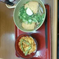 Snapdishの料理写真:京風そばとミニ天丼セット|ざっきーさん