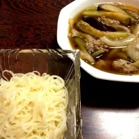 Snapdishの料理写真:茄子と豚バラ素麺|みつかんさん