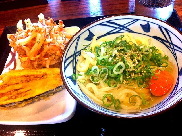 釜玉うどん&かき揚げ|くまがいじゅんこさん