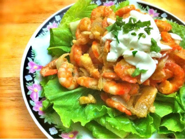 Gambas al ajillo over Romaine|caren memanさん