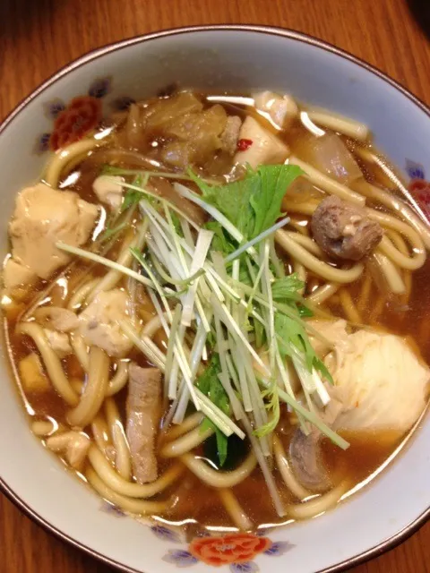 Snapdishの料理写真:もつ鍋の残りで、ラーメン🍜|かまさん