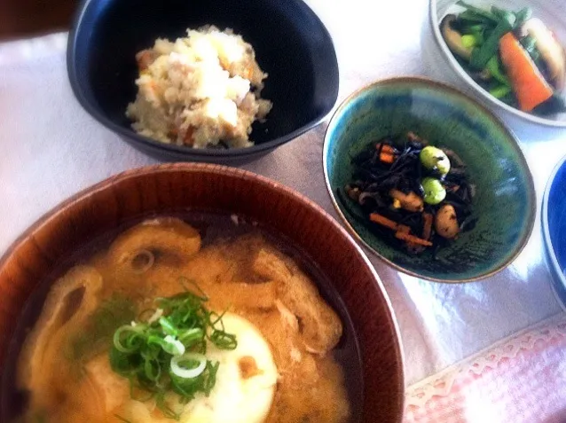 中華風炒め、ひじきの和え物、卯の花。|YuKiさん