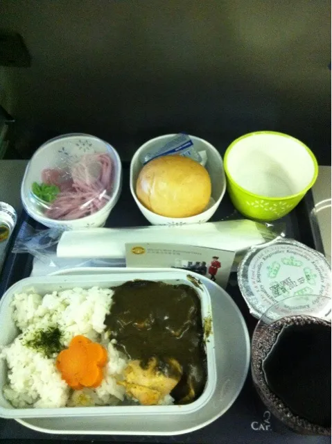 羽田から香港に向かう飛行機の機内食はチキンカレーでした。|shinさん