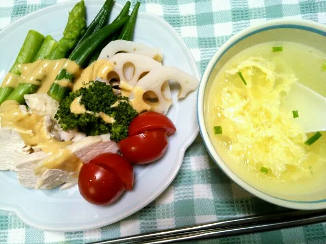 茹で鶏とオマケのスープ|エツ次郎さん