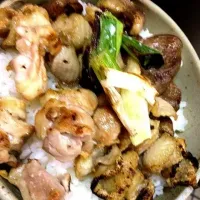 Snapdishの料理写真:ぜいたく焼き鳥丼。|大地さん