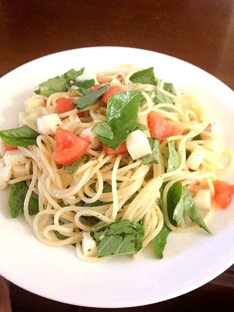 basil mozzarella tomato pasta|ayakin skywalkerさん