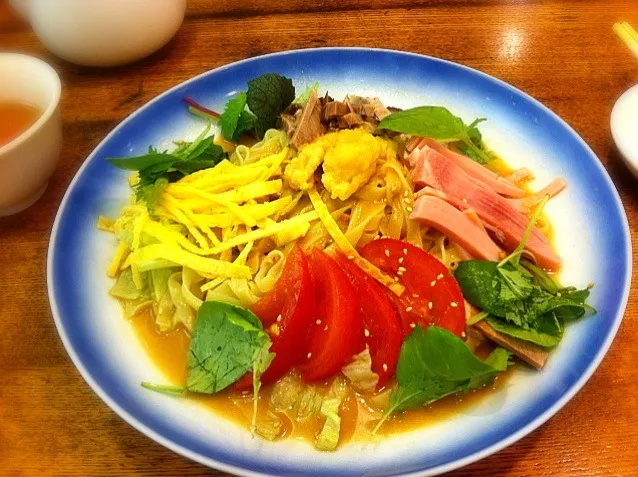 平麺の冷麺|くまがいじゅんこさん