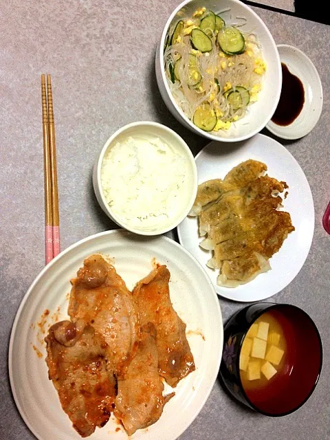 豚肉•餃子•春雨サラダ|うるしちかさん