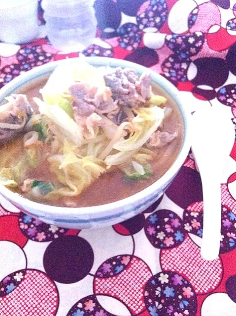 Snapdishの料理写真:味噌ラーメン＋柚子胡椒 ramen with citrus pepper|yoshiee mizutaniさん