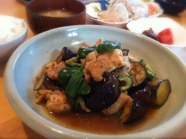 鳥肉と野菜の南蛮煮、イカ刺し|ひなはるさん