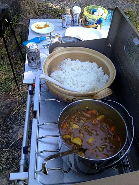 キャンプでカレー|みきさん