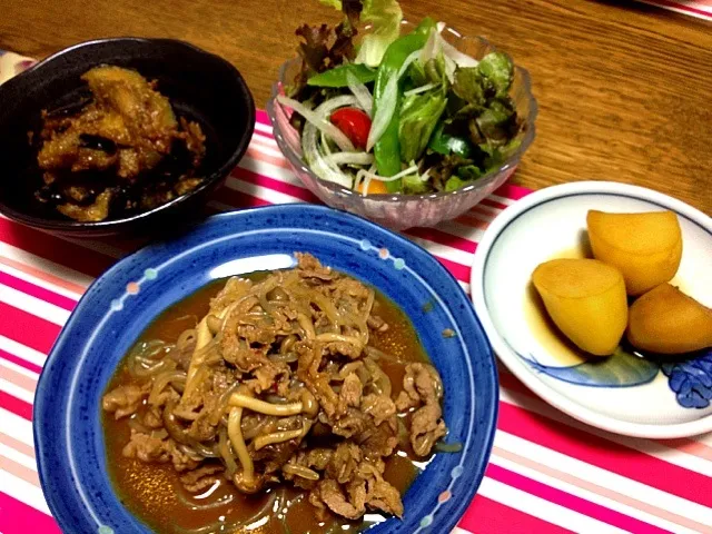 牛肉＆糸蒟蒻＆しめじの焼肉のタレ煮☆|ゆかりさん