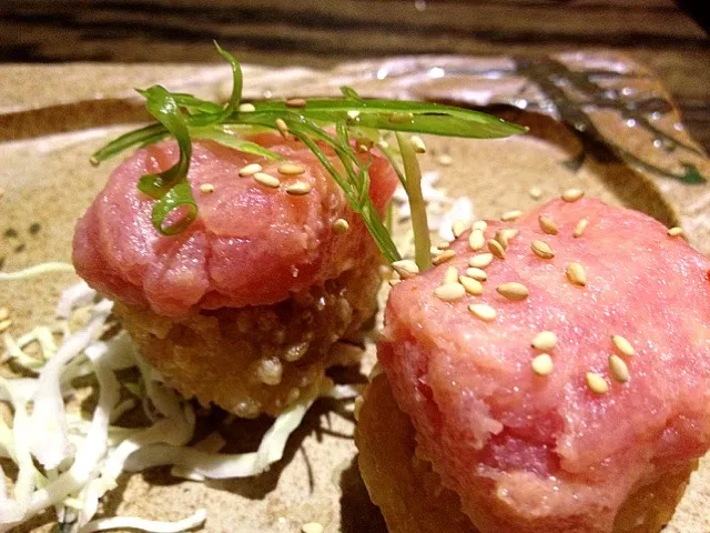 spicy tuna grilled rice ball|micky chanさん