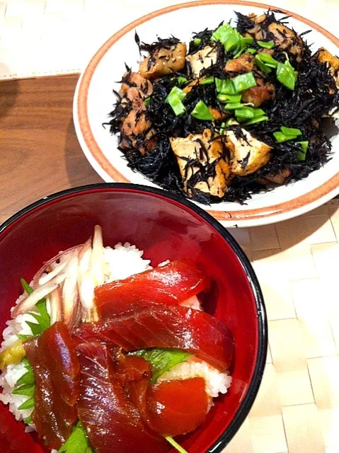 マグロの漬け丼、ひじき|ＥＴさん