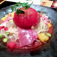 Snapdishの料理写真:まるごとトマトのガスパッチョ冷麺|chieさん