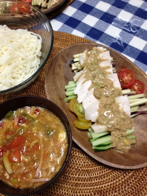 サンラータン風素麺＆棒々鶏|いくさん