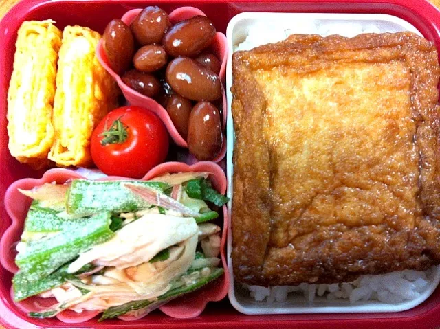 オクラとササミのサラダと厚揚げ弁当|もえさん