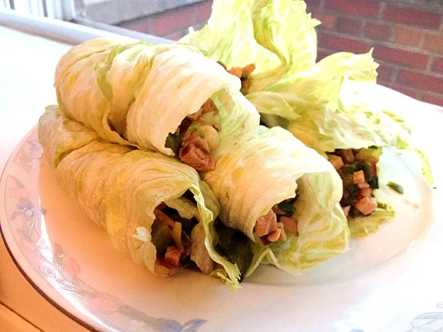 pork-scallion lettuce wrap|Bridgetさん