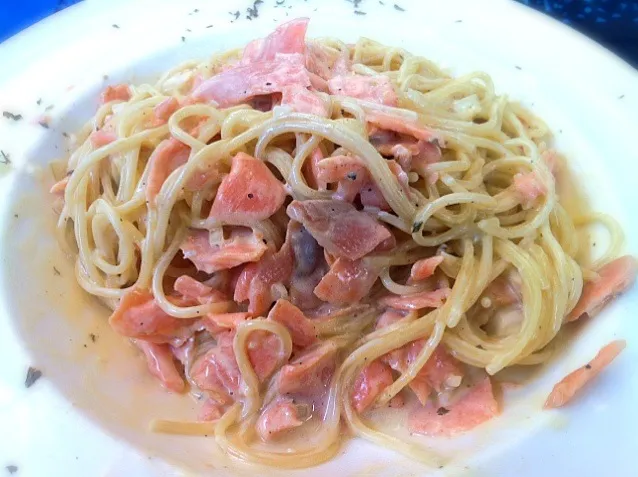 spaghetti salmon cream sauce|Soiさん