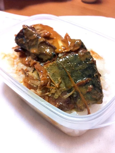 Snapdishの料理写真:鯖味噌缶のご飯乗っけ A rice n' mackerel|yoshiee mizutaniさん