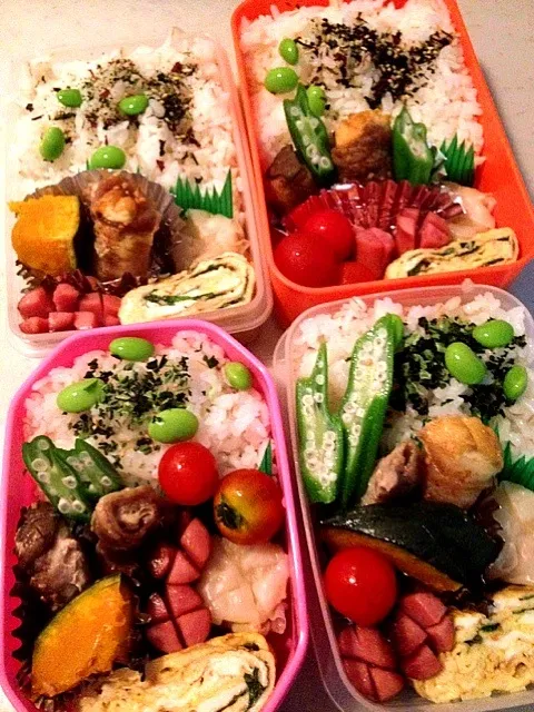 Snapdishの料理写真:おはようございます 今日の四人弁当(^^)|りんさん