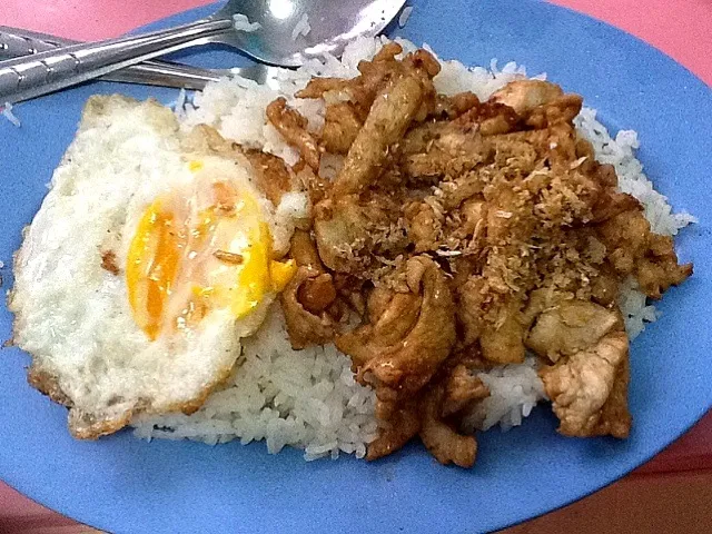 Fried Chicken with Garlic and Pepper served with Fried Egg|Little Tomatoさん