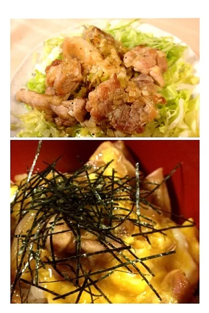 鶏づくし❤ねぎ塩チキン、とろとろ親子丼。後はサラダと煮物～|シホりんさん