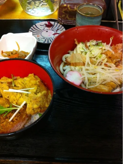 カツとじ丼と冷やしうどん|ゆうさくさん