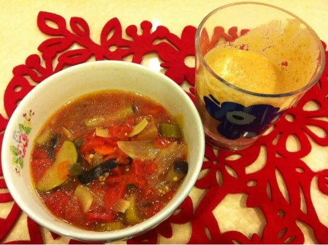 Snapdishの料理写真:Ratatouille and mix juice|mikiさん