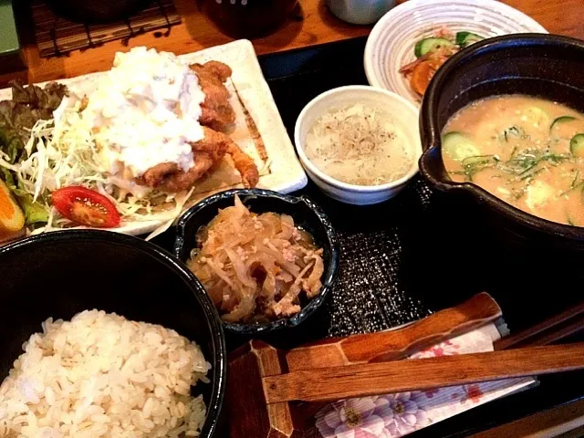 ちきん南蛮定食＆冷汁|めいたん☆さん