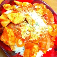 チキンのトマト煮込み丼|ぷんこさん