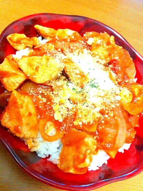 チキンのトマト煮込み丼|ぷんこさん